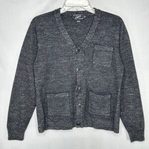 Grayers Charcoal Cardigan Sweater Wool Linen Blend Utility